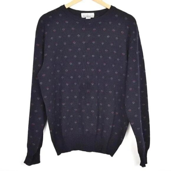 Vintage Tricots St. Raphael For Saks Fifth Avenue Blue  Wool Sweater Medium - Picture 1 of 5